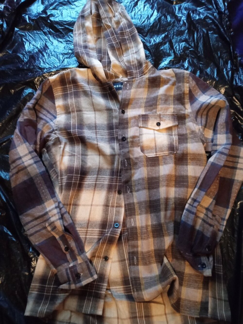 (Bundle Deal) Reason Hoody Long Sleeve Button Up Shirt Brown/Tan Mens Small